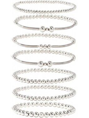 14K Gold Plated Pearl Beaded Cross Bracelets Stack Set - Boho Colorful Jewelry